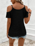 Off Shoulder Patchwork Knits T Shirt GZYF-1183