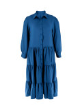 Plus Size Solid Color Lapel Maxi Dress HNIF-064