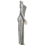 Snake Print Hollow Out Maxi Dress GSLF-K25D84255