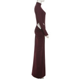 Hollow Out Ruched Maxi Dress GSLF-K25D80985
