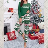 Christmas Print Long-Sleeve Pajama Set GSGS- 0610#