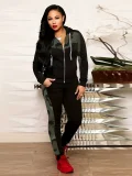 Print Patchwork Hooded Pants Suit SHMF-6178