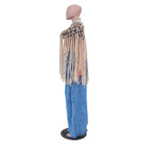 Casual Leopard Print Tassel Knits Tops TR-1347