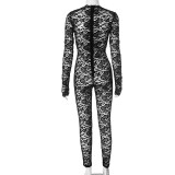 Lace See Through Zipper Sexy Nightclub Jumpsuit GSBD-D24JP652