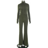 Fashion Hooded Top And Flared Pants Two Piece Sets GSBD-Q25ST339