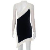 Sexy Color Block Split Irregular Dress GSBD-J25DS068