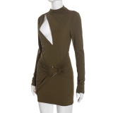 Hollow Out Ruched Mini Dress GSZM-J25DS377