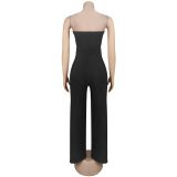 Solid Color Wrap Chest Jumpsuit BY-7535