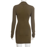 Hollow Out Ruched Mini Dress GSZM-J25DS377