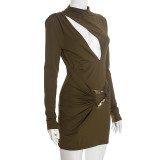 Hollow Out Ruched Mini Dress GSZM-J25DS377