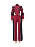 Contrast Color Patchwork Zipper Two Piece Pant Set CH-25062