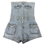 Fashion Denim Tube Tops Romper BGN-362