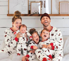Christmas Tree Print Bear-Printed Parent-Child Matching Pajama Set GSGS-0867