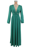 Deep V Neck Tie Up Split Maxi Dress XHXF-473