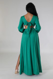 Deep V Neck Tie Up Split Maxi Dress XHXF-473