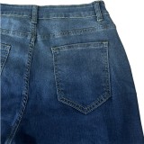  Ribbon-Tied Washed Denim Shorts BGN-360