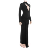 Solid Color Long Sleeve Maxi Dress GAXB-A724DS