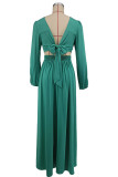 Deep V Neck Tie Up Split Maxi Dress XHXF-473