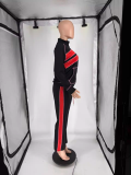 Color Block Long Sleeve Sport Two Piece Pants Set QXLB-10158