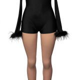 Backless Long Sleeve Tight Romper SHD-9580