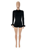 Backless Long Sleeve Tight Romper SHD-9580