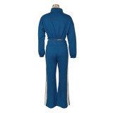 Sport Patchwork Color Block Coat Pants Suit AIL-333