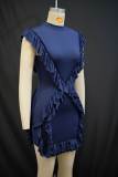 Ruffles Solid Color Mini Dress GANY-LB1599