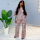 3/4 Sleeve Print Shirt Two Piece Pants Set GANY-LB1058
