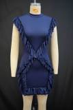 Ruffles Solid Color Mini Dress GANY-LB1599