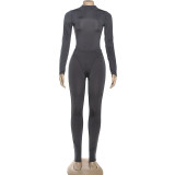 Solid Color Long Sleeve Bodysuit Tight Two Piece Pants Set DLSF-K25S83270