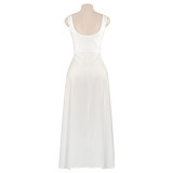 Solid Color Square Neck Long Dress GAXB-A588DS