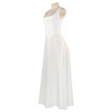 Solid Color Square Neck Long Dress GAXB-A588DS