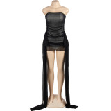 Solid Color Wrap Chest Mini Dress GAXB-A426BS