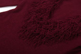 Deep V Neck Solid Color Knits Long Dress DLSF-W25D84208