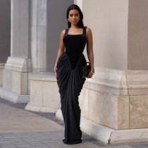 Sleeveless Backless Ruched Maxi Dress BY-7582