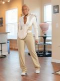Casual Patchwork Zipper Tops Pants 2 Piece Set SH-391413