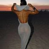 Solid Color Sleeveless Hooded Long Dress GAXB-A483DS