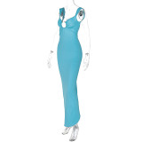 Sexy V Neck Backless Split Maxi Dress BLG-D3C15238A