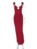 Sexy V Neck Backless Split Maxi Dress BLG-D3C15238A