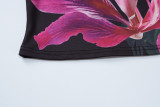 V Neck Print Sling Vest Long Skirt Two Piece Set BLG-S4416112K