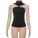 Solid Color Half-Turtleneck Sleeveless Vest GHEM-K25L66226