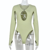 Hollow Out Long Sleeve Bodysuit GFRT-6397TL