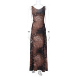 Leopard Print Tie Up Maxi Dress GLAG-D5920284G