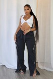Casual Zipper Split Loose Straight Pants GXHF-M80250