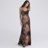 Leopard Print Tie Up Maxi Dress GLAG-D5920284G