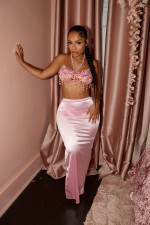 Solid Color High Waist Split Long Skirt GXHF-M80211