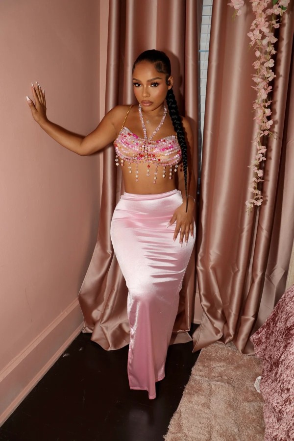 Solid Color High Waist Split Long Skirt GXHF-M80211