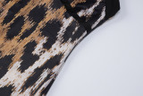 Leopard Print Halterneck Split Maxi Dress GLAG-D5A20356H