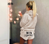 Plus Size Cat Embroidered Plush Long-Sleeve Two-Piece Pajama Set GXHF-Y88560