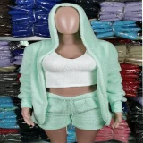 Plus Size Plush Homewear Casual 3-Piece Pajama Set GXHF-YM303